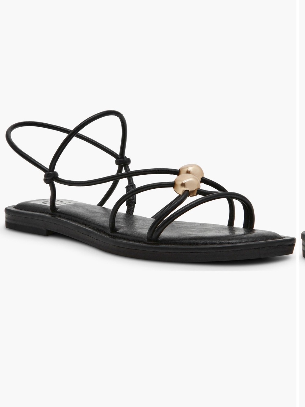 DV by Dolce Vita Black Strappy Sandals with Gold Bead